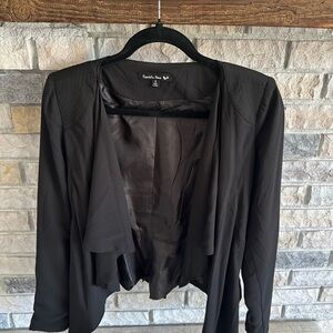 Women Black Cropped Tie Waist Jacket